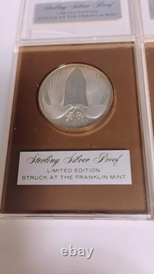 Lot of 6 1970's Franklin Mint Silver Christmas Holiday Proof Medals in holders