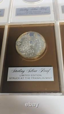 Lot of 6 1970's Franklin Mint Silver Christmas Holiday Proof Medals in holders