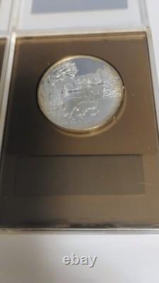 Lot of 6 1970's Franklin Mint Silver Christmas Holiday Proof Medals in holders