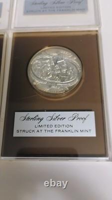 Lot of 6 1970's Franklin Mint Silver Christmas Holiday Proof Medals in holders