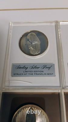Lot of 6 1970's Franklin Mint Silver Christmas Holiday Proof Medals in holders