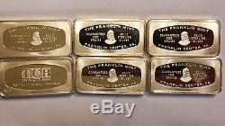 Lot of 6 Franklin Mint Sterling Silver. 925 2.2 oz each Silver Bank Union Bars