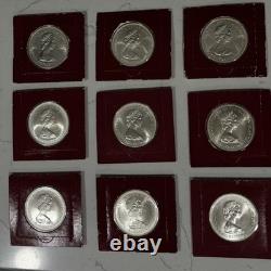 Lot of 9 UC Sterling Silver Proof Bahamas Islands 2 Dollar Coin Franklin Mint