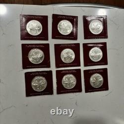 Lot of 9 UC Sterling Silver Proof Bahamas Islands 2 Dollar Coin Franklin Mint