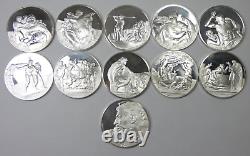 Lot x 11 Genius of Michaelangelo Franklin Mint. 925 Sterling Silver Art Rounds