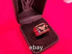 Mens Franklin Mint Sterling Silver Ring With 14k Gold Eagle Set In Onyx
