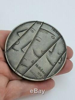 Mid Century 1971 B. Helleberg Franklin Mint Solid Sterling Silver Medallion