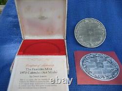 Mint1975 Calendar 9.375 Oz. 925 Silver Medal Franklin Mint in Original Box WithCOA