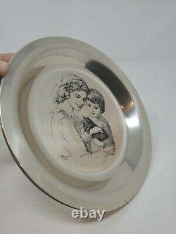 Mother and Child 1976 Franklin Mint Sterling Silver Plate Irene Spencer