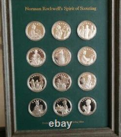 NORMAN ROCKWELL'S Sterling Silver SPIRIT OF SCOUTING 12 Proof Coin Set