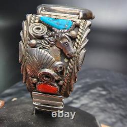 Navajo Cuffs Franklin Mint Remington Bronco Buster Sterling Watch in Case
