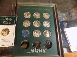 Norman Rockwell 1972 Spirit Of Scouting Franklin Mint Sterling Silver Coins 12