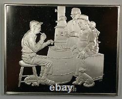 Norman Rockwell Fondest Memories The Checker Game Sterling Silver Proof Ingot