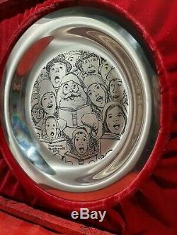 Norman Rockwell Plate Solid Sterling Silver The Carolers 1972 Christmas Santa 8