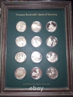 Norman Rockwell Spirit Of Scouting Sterling Silver 12 Coin Set Free Shipping