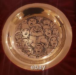 Norman Rockwell Sterling Silver Christmas Plate The Carolers by Franklin Mint