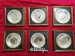Norman Rockwell Sterling Silver Christmas Plates FULL SET! 70'-75' Cherry Frames
