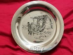 Norman Rockwell Sterling Silver Christmas Plates FULL SET! 70'-75' Cherry Frames