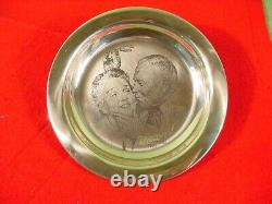 Norman Rockwell Sterling Silver Franklin Mint Plate 1971 Under the Mistletoe