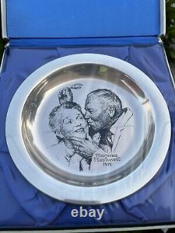 Norman Rockwell Sterling Silver Plate Under The Mistletoe By The Franklin Mint