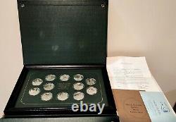 Norman Rockwell Tribute To Robert Frost 12 Solid Sterling Silver Proof Set / COA