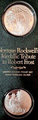 Norman Rockwell Tribute To Robert Frost 12 Solid Sterling Silver Proof Set / COA