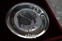 Norman Rockwell Trimming the Tree Franklin Mint 1973 Sterling Silver Plate Xmas