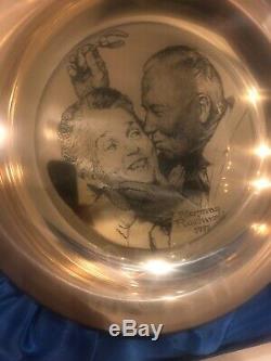 Norman Rockwell Under The Mistletoe 1971 8 Sterling Silver Christmas Plate
