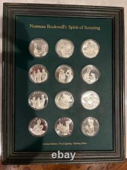 Norman Rockwell's Spirit Of Scouting Sterling Silver Coin Set Franklin Mint