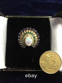 ONE OF A KIND Antique 80s Franklin Mint Peacock Ring 14k Solid Gold $15,000+