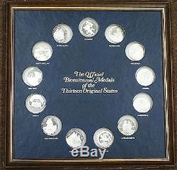 Official Bicentennial Sterling Silver Proof Medals 13 Colonies By Franklin Mint