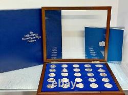 Official NASA Manned Space Flight Emblems 25 Sterling Medals Set, Display, Paper