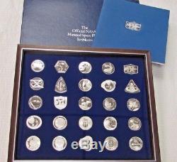 Official Nasa Manned Flight Emblems Sterling Silver Franklin Mint 25 Pcs