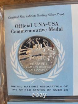Official United Nations Medallic First Day Covers 1971 Five Sterling Silver
