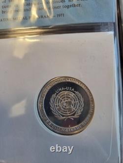 Official United Nations Medallic First Day Covers 1971 Five Sterling Silver