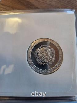 Official United Nations Medallic First Day Covers 1971 Five Sterling Silver