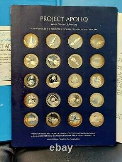 PROJECT APOLLO Franklin Mint 20 Sterling Medals with Moon Voyage Silver, Paperwork