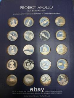 PROJECT APOLLO Franklin Mint 20 Sterling Silver Medals- Silver flown- Apollo 13