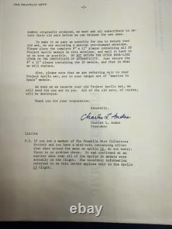 PROJECT APOLLO Franklin Mint 20 Sterling Silver Medals- Silver flown- Apollo 13