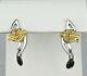 Pair Of The Franklin Mint Harley Davidson Sterling Silver 925 Earrings Gold Tone