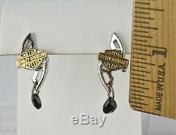 Pair of The Franklin Mint Harley Davidson Sterling Silver 925 Earrings Gold Tone