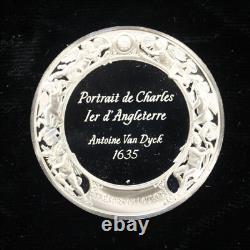Portrait de Charles ler d'Angleterre Sterling Silver Round Franklin Mint