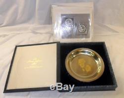 President Thomas Jefferson Franklin Mint Sterling Silver Plate Inlaid 22k Gold