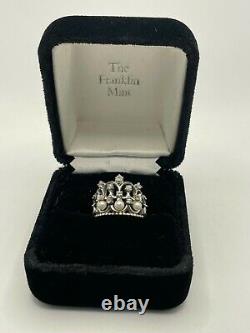 Princess Diana Queen of Hearts Sterling Sapphire and Pearl Ring (Franklin mint)