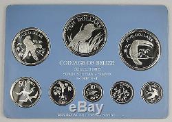 @RARE@ Belize 1983 Sterling Silver 8 Coin Proof Set + BOX COA From Franklin Mint