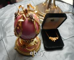 RARE Franklin Mint House Of Faberge Rose Bouquet Egg Rubies, 925 Sterling