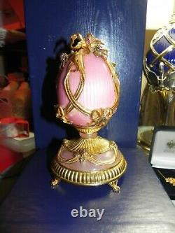 RARE Franklin Mint House Of Faberge Rose Bouquet Egg Rubies, 925 Sterling