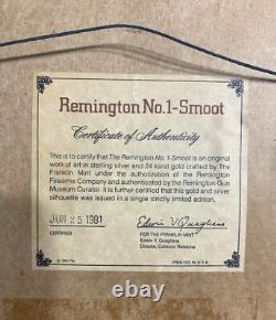 RARE! Franklin Mint Remington No. 1 Smoot 24k Gold Sterling Silver Silhouette