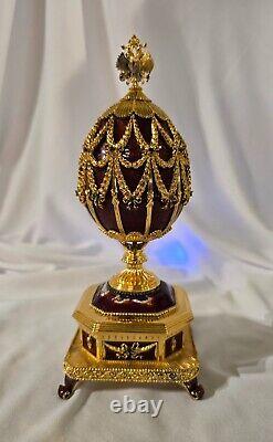 RARE HOUSE OF FABERGE' IMPERIAL EAGLE JEWELED EGG With14K BROOCH FRANKLIN MINT