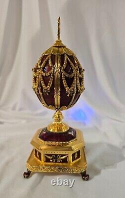 RARE HOUSE OF FABERGE' IMPERIAL EAGLE JEWELED EGG With14K BROOCH FRANKLIN MINT